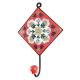 Red With White Floral Ceramic Tile Hook 